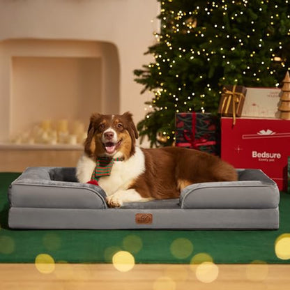 Bedsure Orthopedic Large Dog Bed – Washable, Waterproof, Non-Slip, Grey (35")