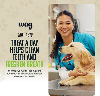 Wag Dog Dental Chews, Large — Green Brush, Unflavored, 24 Count