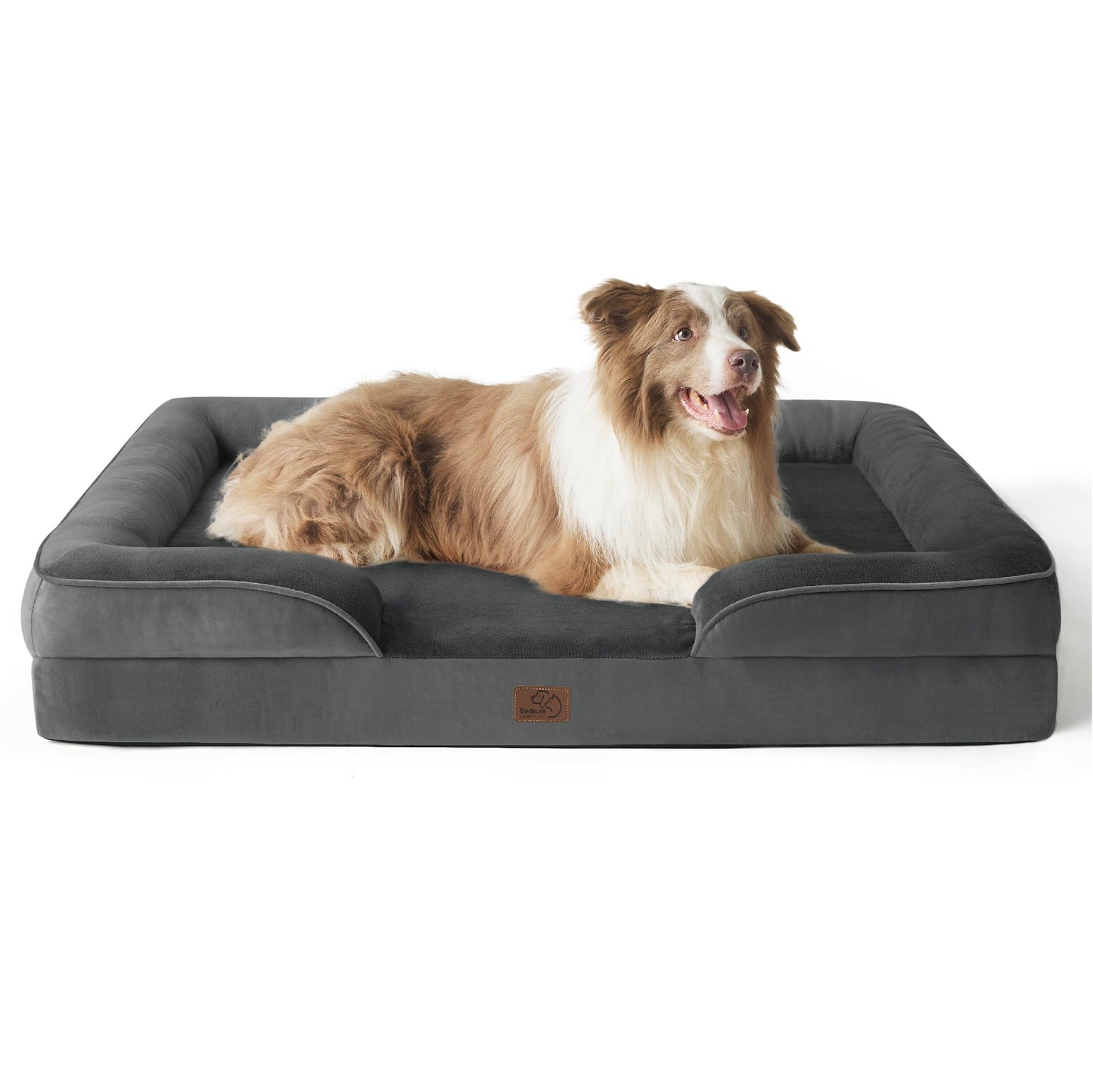 Bedsure Orthopedic Large Dog Bed – Washable, Waterproof, Non-Slip, Grey (35")
