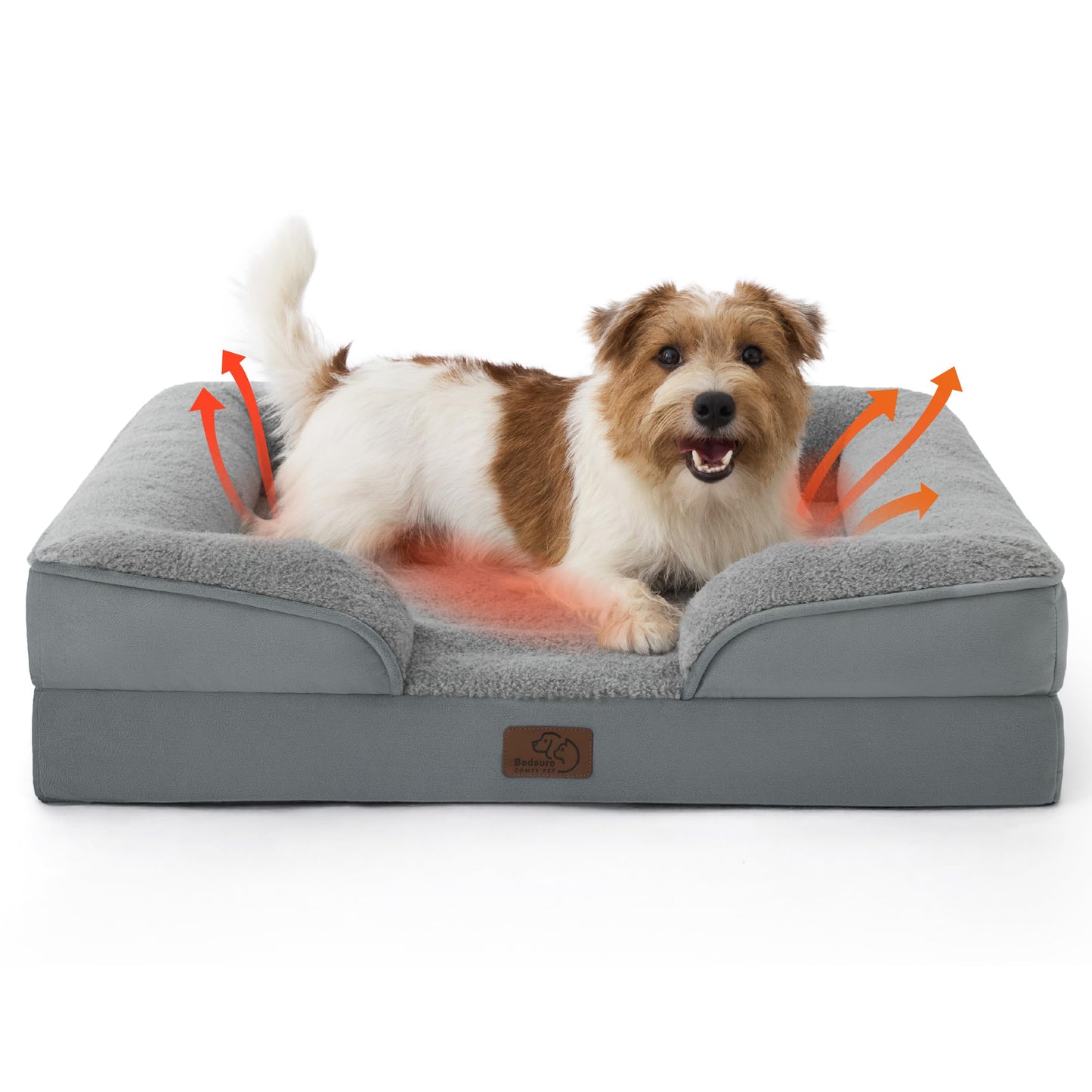Bedsure Orthopedic Large Dog Bed – Washable, Waterproof, Non-Slip, Grey (35")