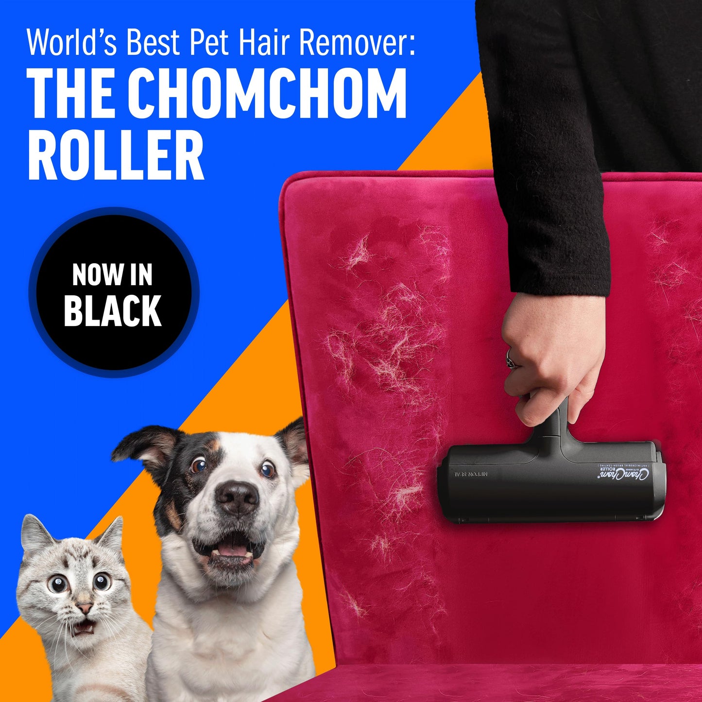 ChomChom Pet Hair Remover — Reusable Lint Roller for Cats & Dogs (White)