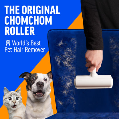 ChomChom Pet Hair Remover — Reusable Lint Roller for Cats & Dogs (White)