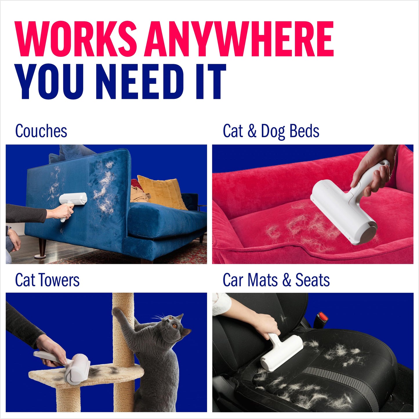 ChomChom Pet Hair Remover — Reusable Lint Roller for Cats & Dogs (White)